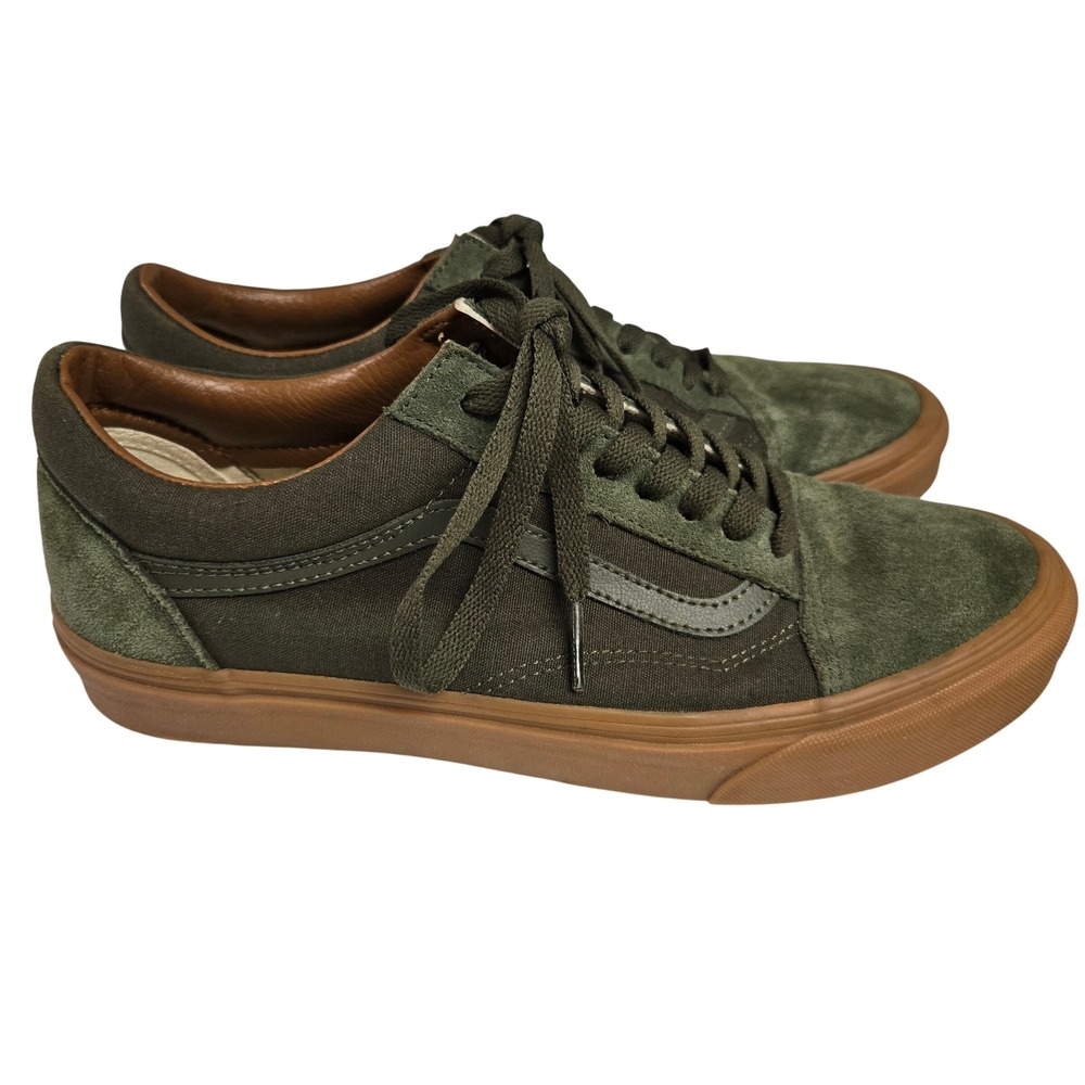 Vans Old Skool Forest Green Gum Sole Suede Canvas Mens 9.5 Womens 11 Sneakers